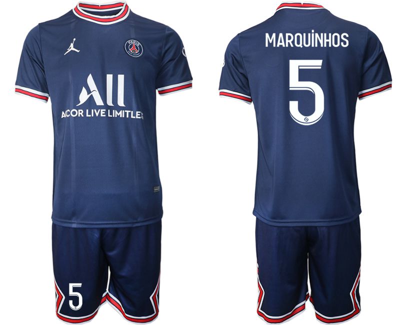 Men 2021-2022 Club Paris St German home blue #5 Soccer Jersey->paris st german jersey->Soccer Club Jersey